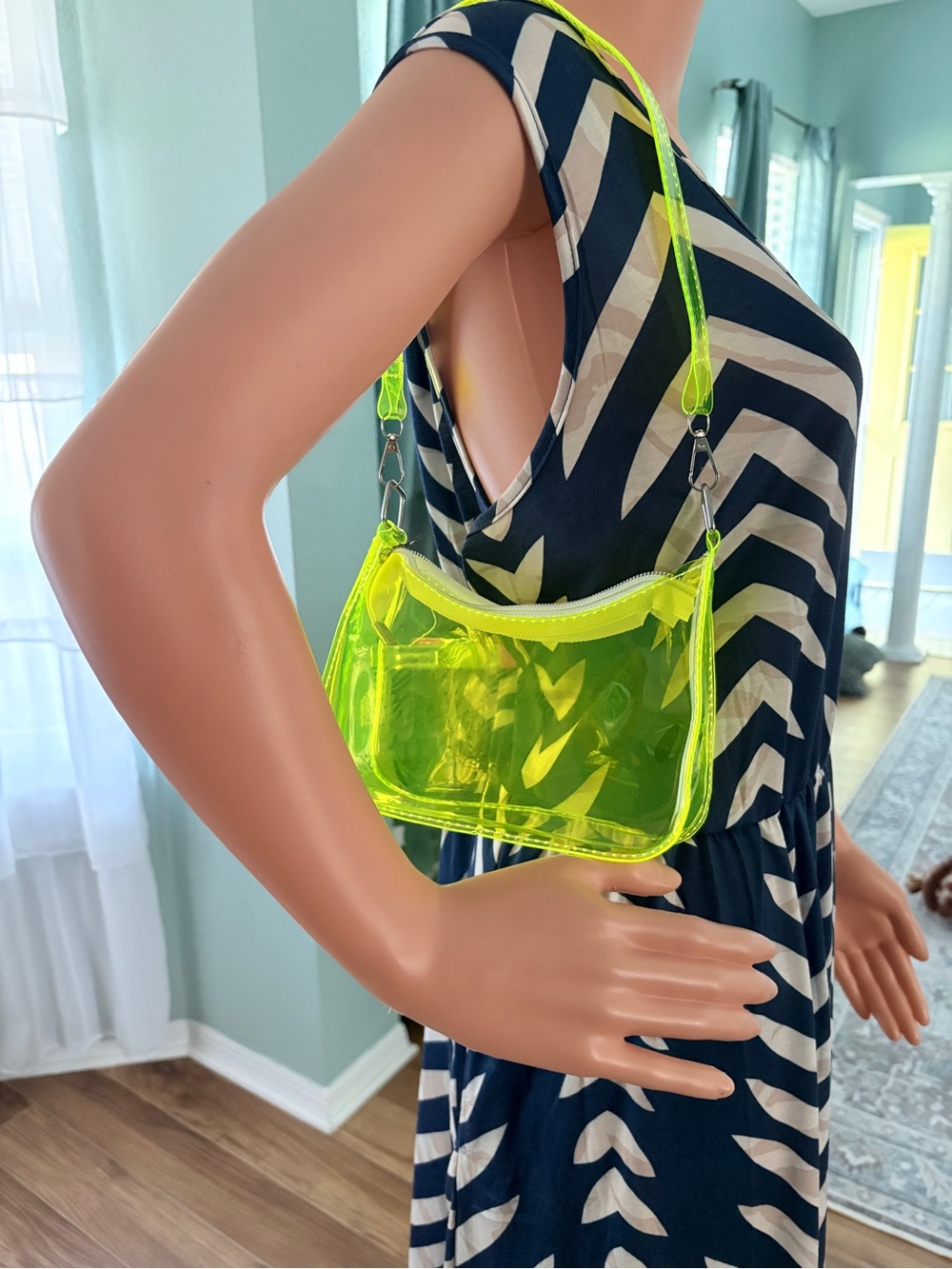 Neon Yellow Clear Jelly Event Shoulder Bag - Picture 7 of 11